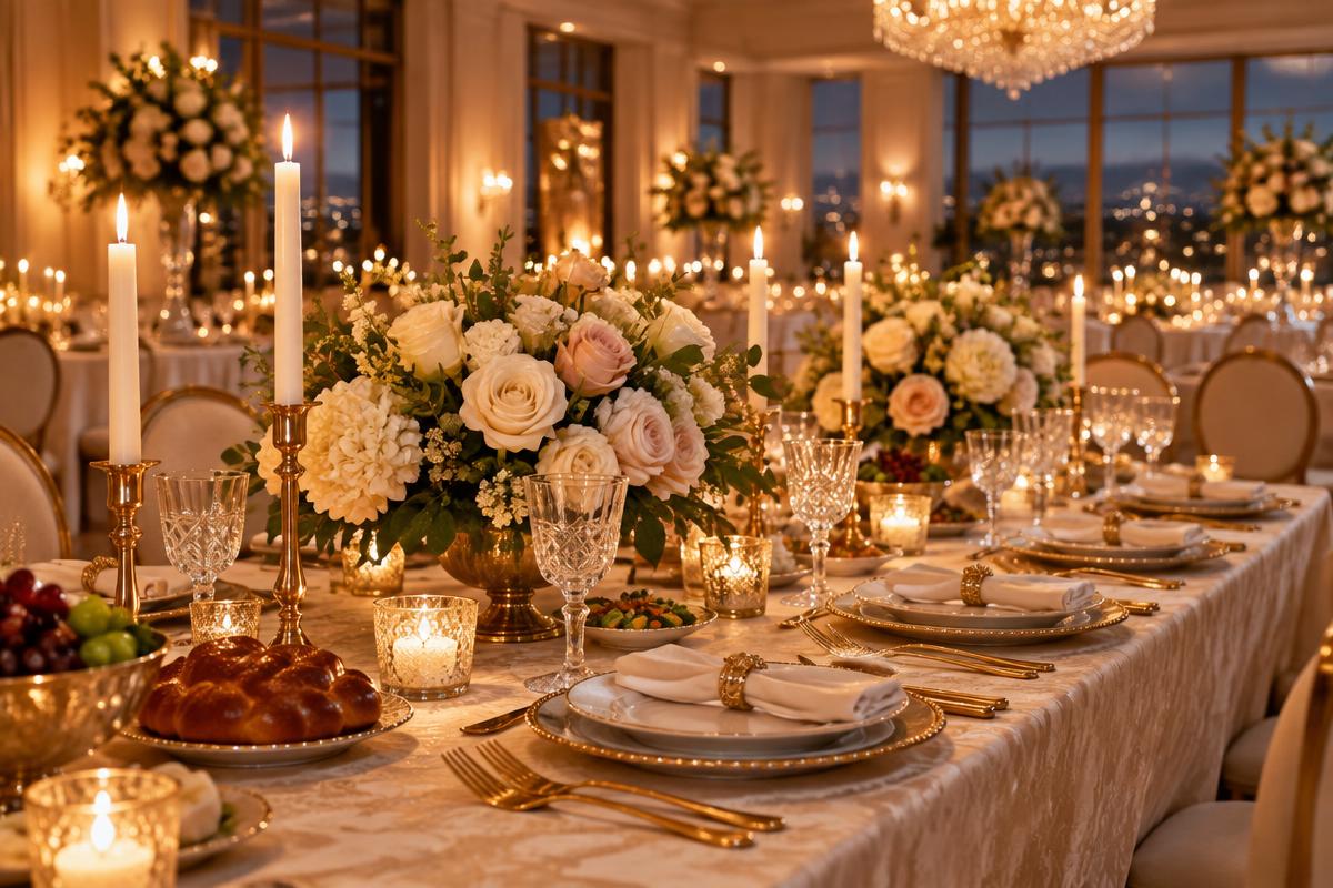 A celebration hall set for a family simcha